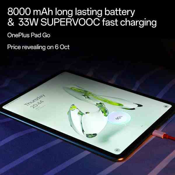 Özellikle etkileyici değil, ancak ucuz olmalı.  OnePlus Pad Go tableti 8000 mAh kapasiteli bir pil alacak