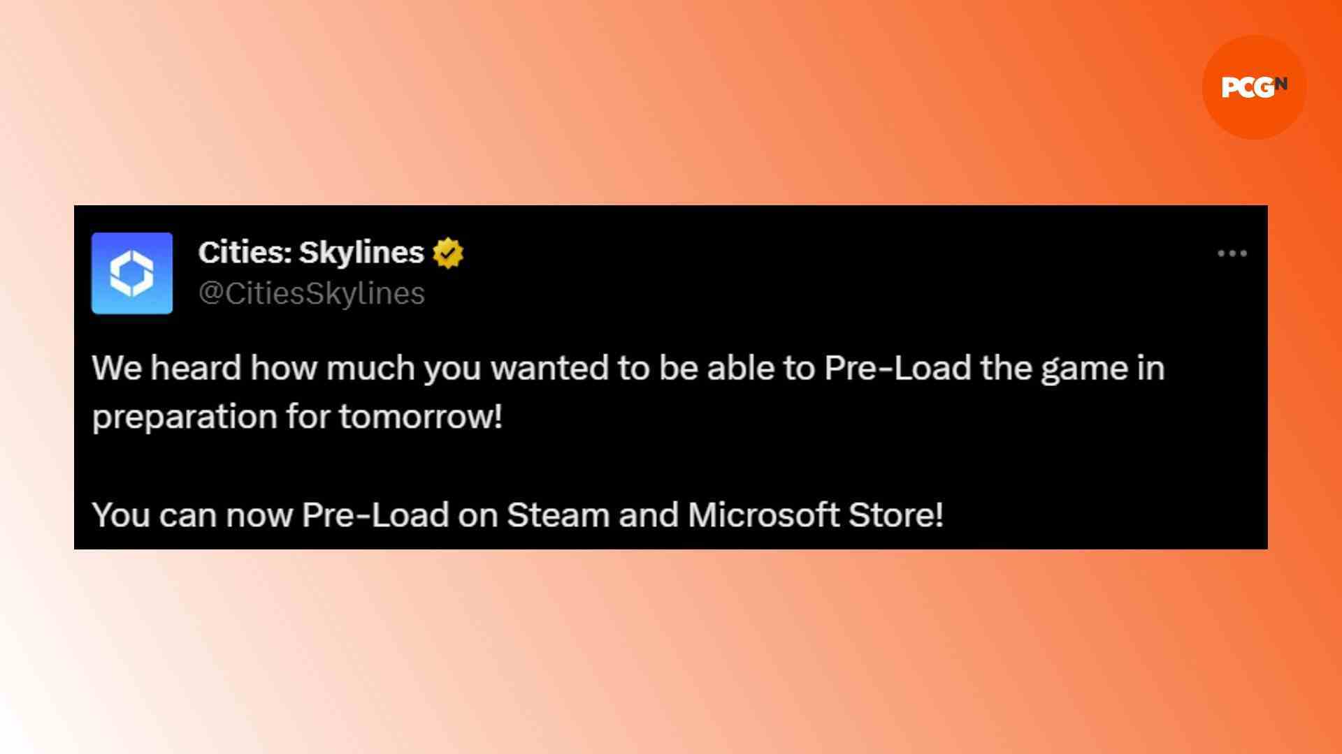 Cities Skylines 2 Steam ön yüklemesi: Cities Skylines 2'nin yaratıcıları Paradox ve Colossal Order'dan bir tweet