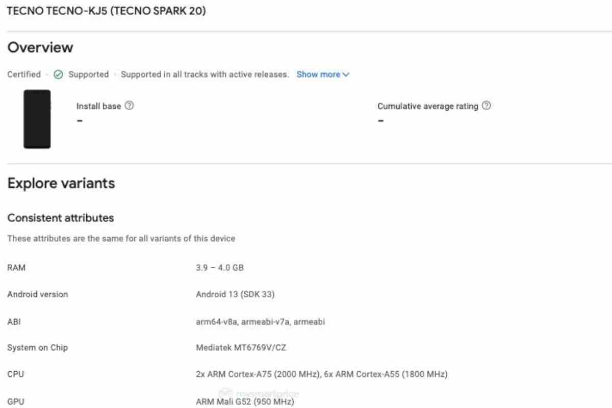 TECNO SPARK 20 KJ5 Google Play Konsolu Tecno Spark 20