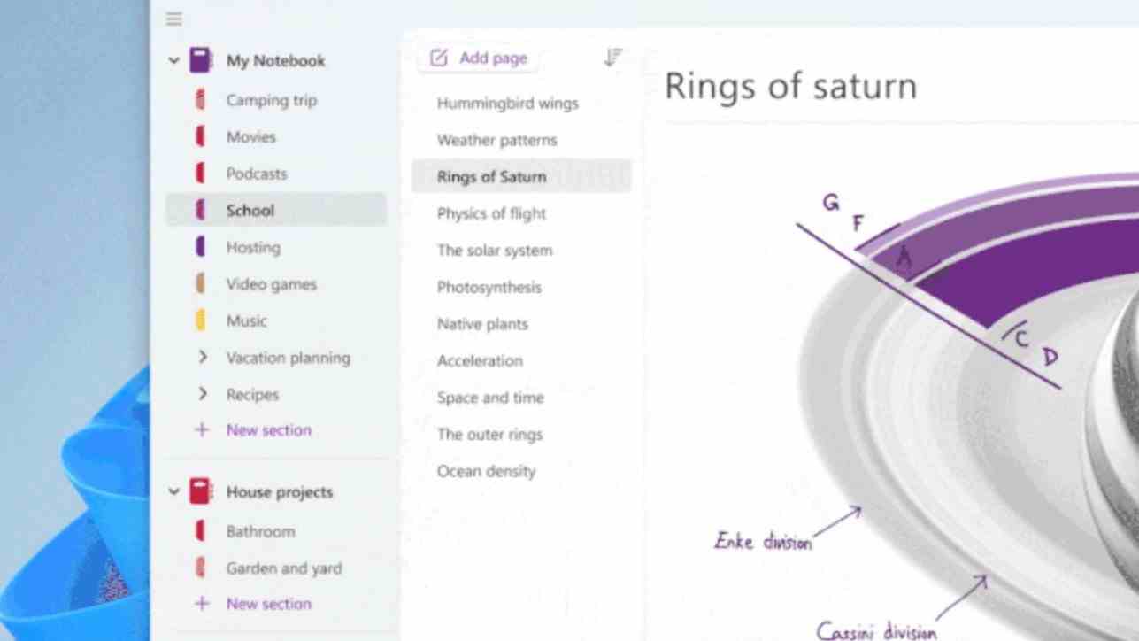 OneNote düzenlerinin resmi