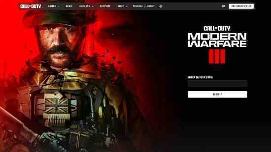 MW3 kodlarını kullanmak için Call of Duty kod kullanma sayfası.
