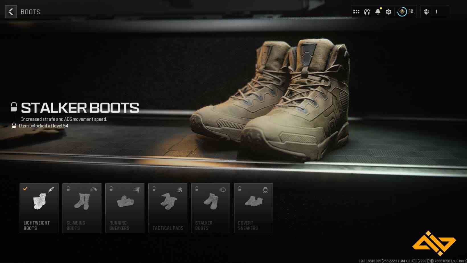 Stalker Boots, artırılmış saldırı ve ADS hareket hızına sahip olmanızı sağlar.