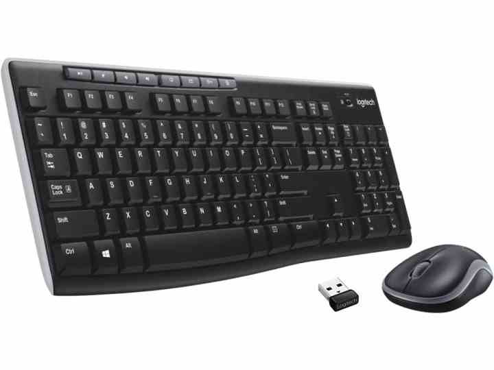 Beyaz arka planda Logitech MK270 kablosuz klavye ve fare birleşimi.