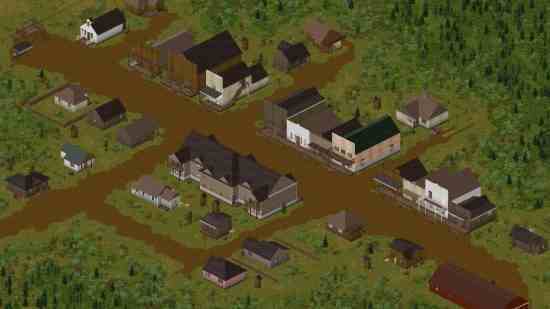 Project Zomboid, 42 Vahşi Batı kasabası inşa ediyor - Eski Batı tarzında binalarla kaplı bir cadde.