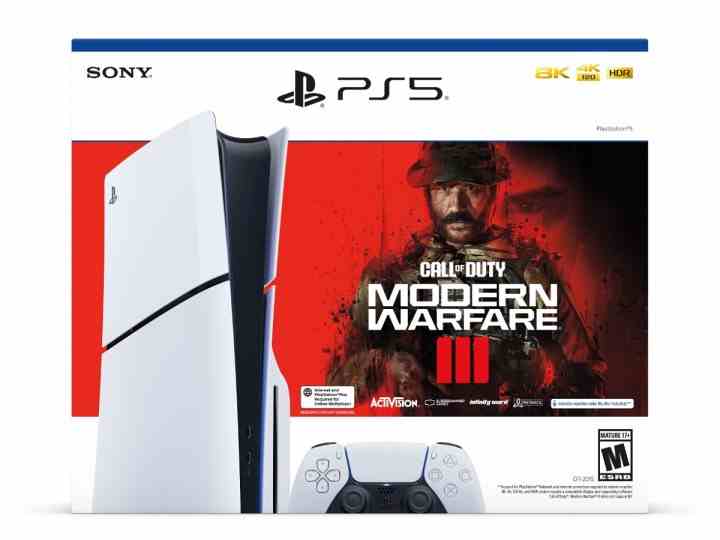 PlayStation 5 Disk Konsolu Call of Duty Modern Warfare III Paketinin kutusu.