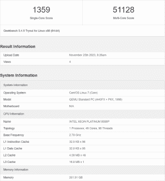 intel-5. nesil zümrüt-rapids-xeon-platinum-8558p-cpu-benchmark-sızıntısı