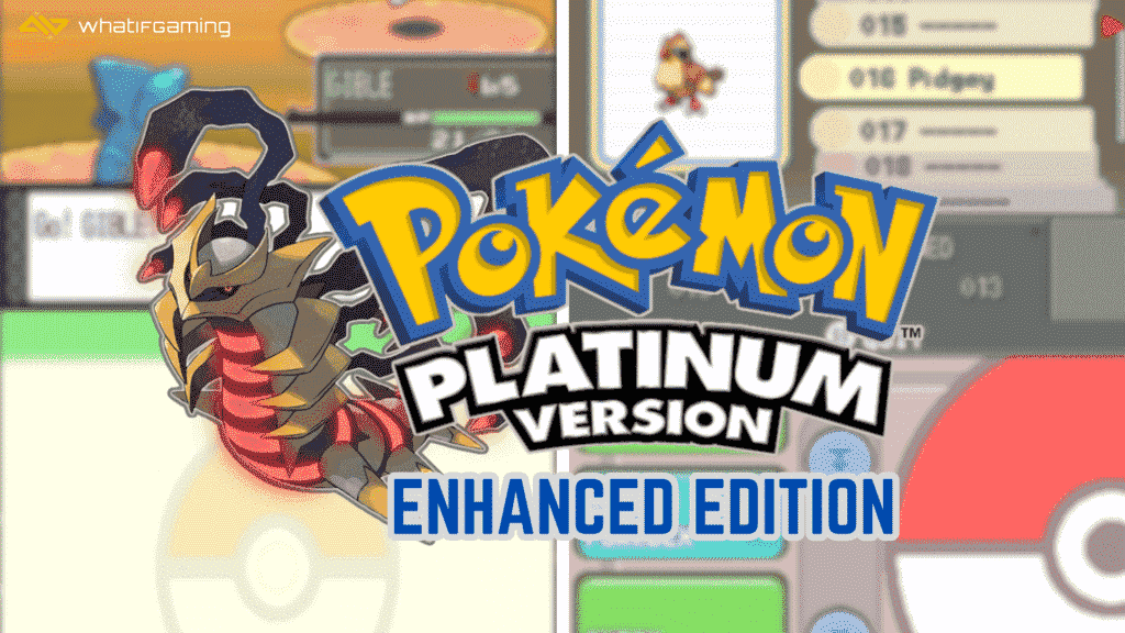 Pokemon Platinum: Enhanced Edition'ın kolajlanmış görüntüleri.