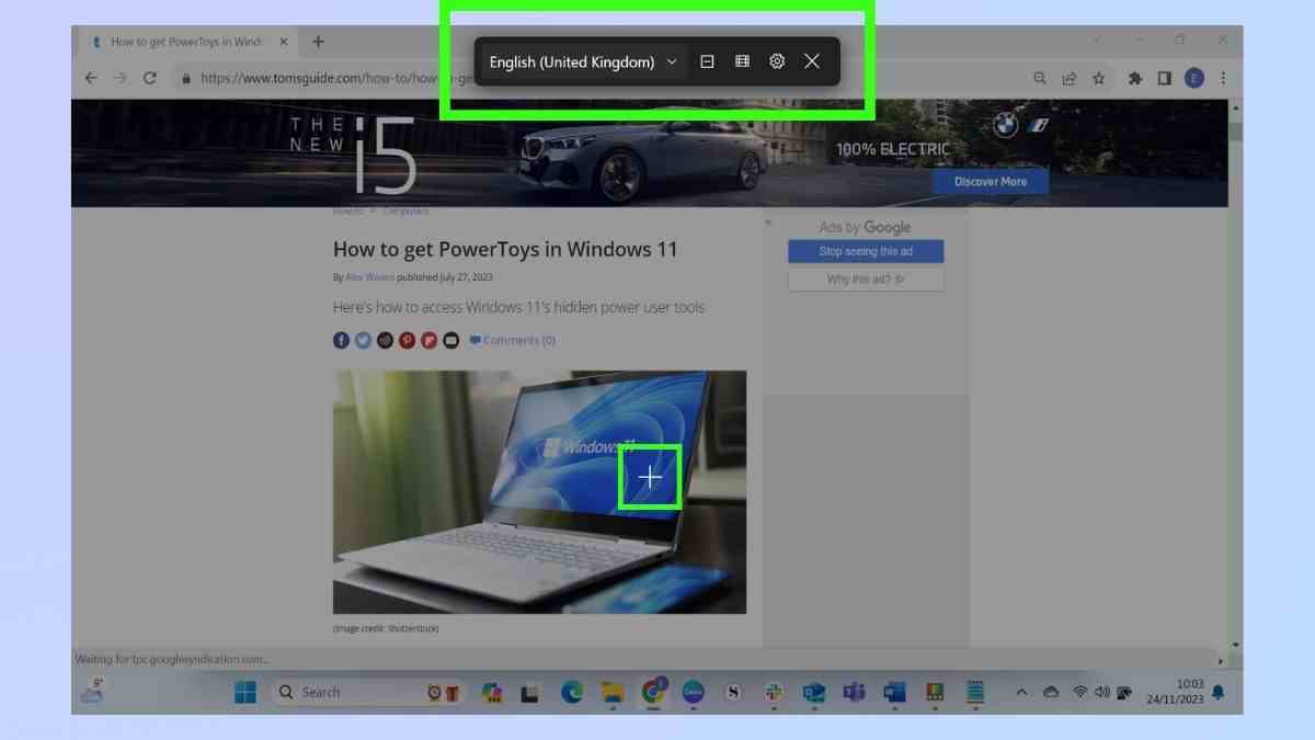 Windows 11 PowerToys Metin Çıkarıcı - Pencere artı üst karakter artı T'nin nasıl kullanılacağını gösteren ekran görüntüsü