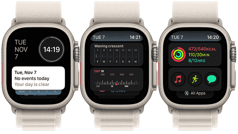 Bir ekran görüntüsü, Apple Watch'a nasıl widget ekleneceğini gösterir