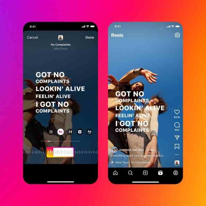 Instagram Reels'ta şarkı sözleri (Sour - Instagram) - Instagram artık Reels'inize şarkı sözleri ekleme seçeneğini kullanıma sunuyor