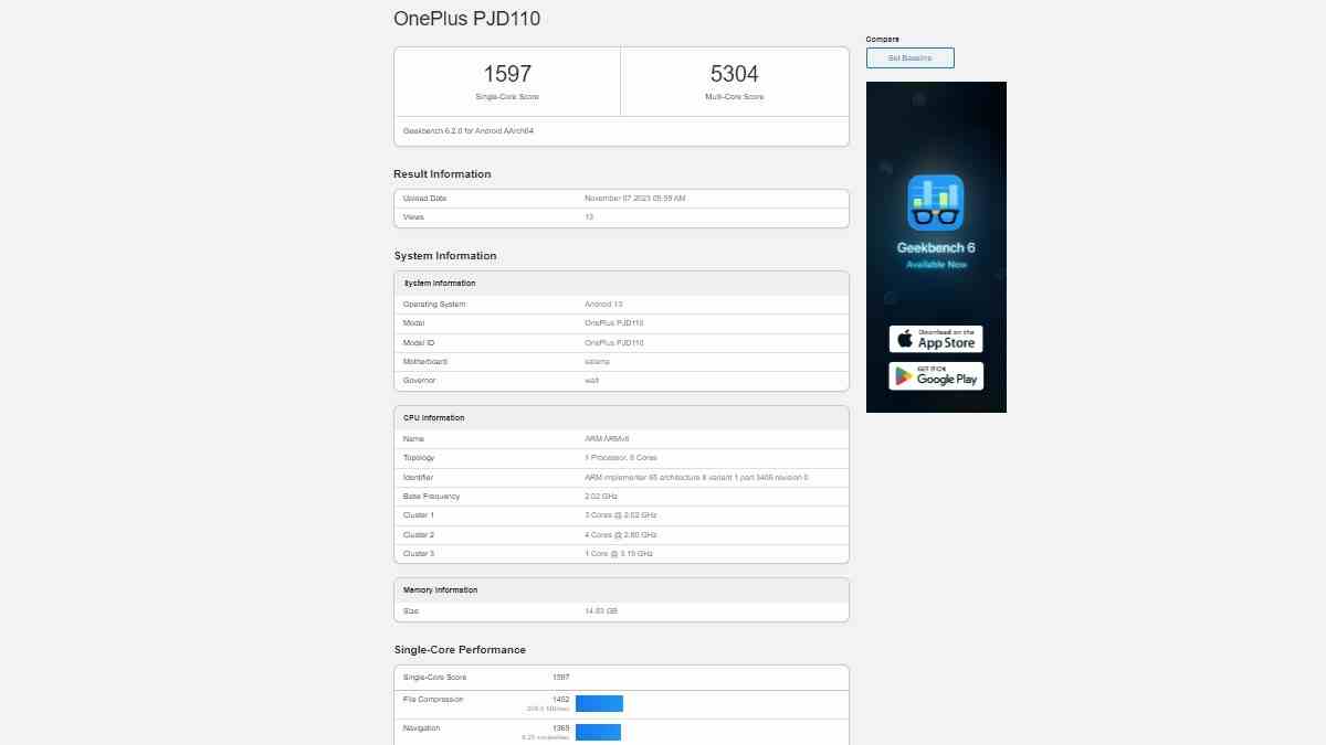 oneplus ace 3 geekbench OnePlus Ace 3