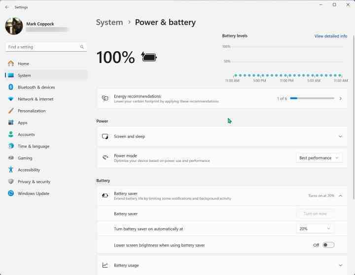 Pil Tasarrufu seçeneklerini gösteren Windows 11 ekran görüntüsü.