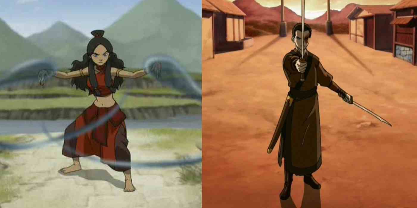 Katara su bükme ve Zuko kılıç dövüşü