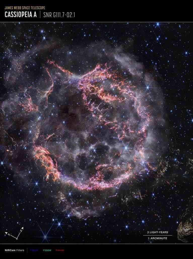 Cassiopeia A (Webb NIRCam Pusula Görüntüsü)