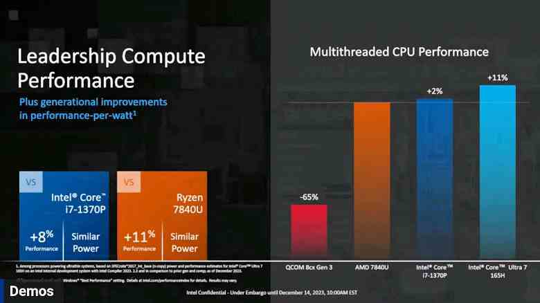 Intel'in kendi slaytları bile Meteor Lake CPU performansında herhangi bir ilerleme vaat etmiyor, ancak enerji verimliliği açısından bazı mucizeler vaat ediyor