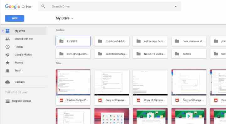 Ana Google Drive arayüzünü gösteren ekran görüntüsü.