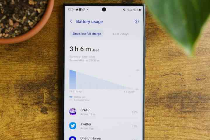 Samsung Galaxy S23 Ultra'daki pil kullanım sayfası.