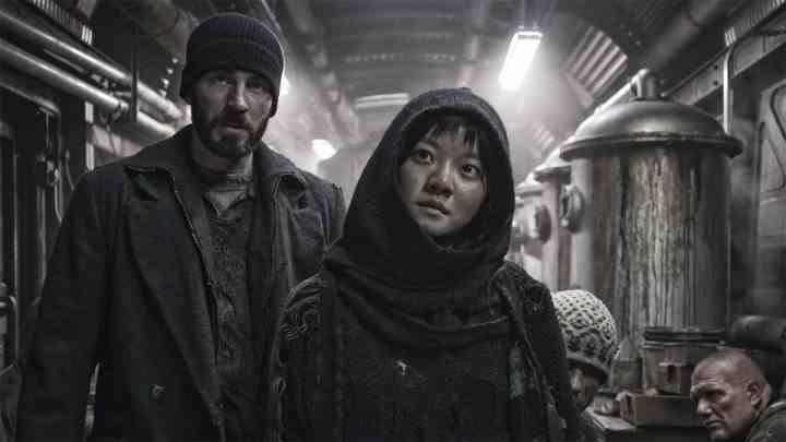 Snowpiercer'da Chris Evans ve Ko Asung.