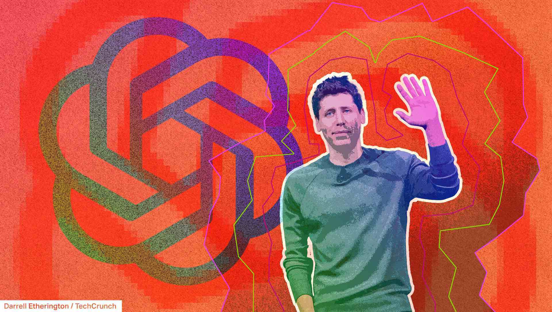 OpenAI logosunun önünde Sam Altman'ın resmi