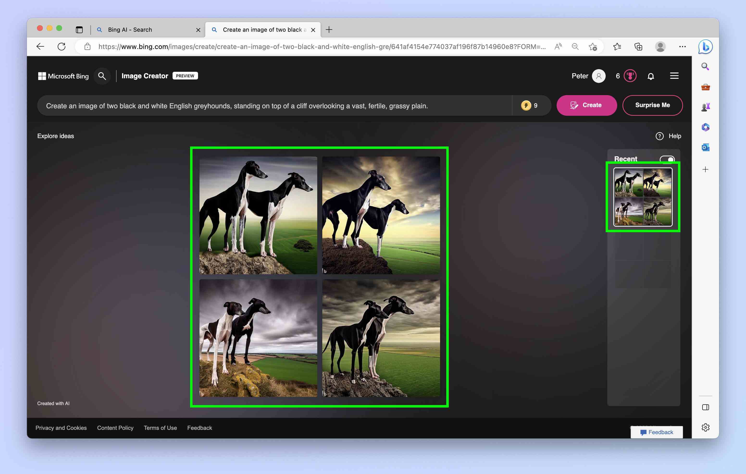 Bing Image Creator'ın nasıl kullanılacağını gösteren ekran görüntüsü