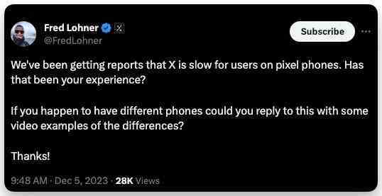 X / Twitter, Google Pixel cihazlarındaki performans sorunlarını kabul ediyor ve araştırıyor