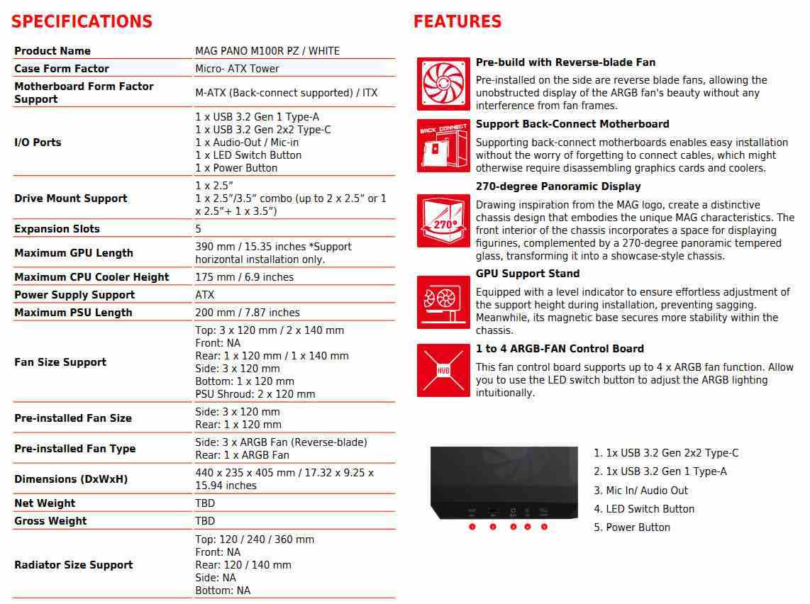 MSI MAG Pano M100R PZ kasa