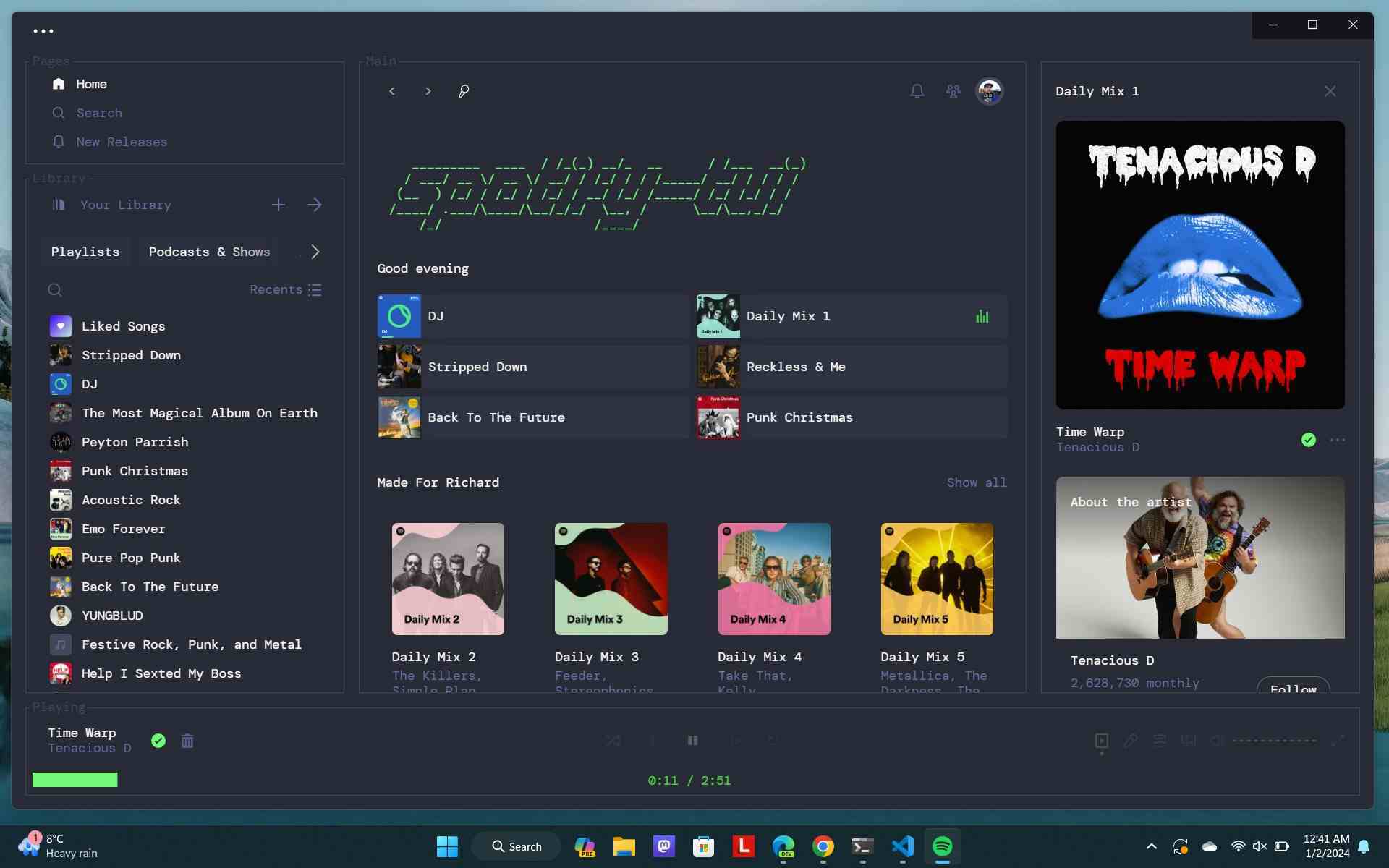 Spotify için Metin/TUI teması