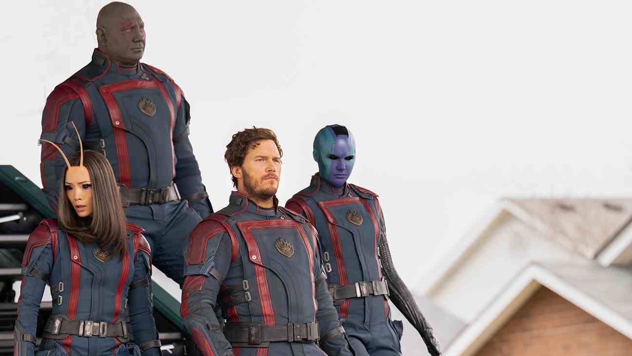 (LR): Marvel Studios'un Guardians of the Galaxy Vol. 2 filminde Mantis rolünde Pom Klementieff, Drax rolünde Dave Bautista, Peter Quill/Star-Lord rolünde Chris Pratt ve Nebula rolünde Karen Gillan.  3