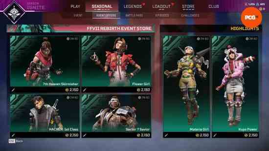 Apex Legends Final Fantasy 7 Rebirth etkinliği - Ücretsiz Battle Royale oyunu için oyun içi mağazadan altı 'efsane görünümü' satın alınabilir.