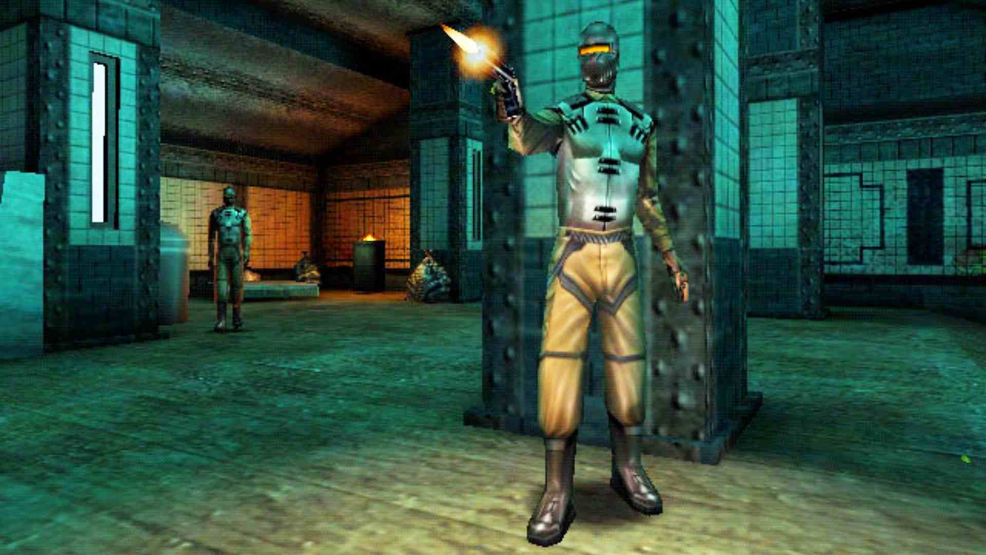 Deus Ex, modern RPG'lerden daha iyidir: Klasik RPG Deus Ex'de tabancayla ateş eden bir asker