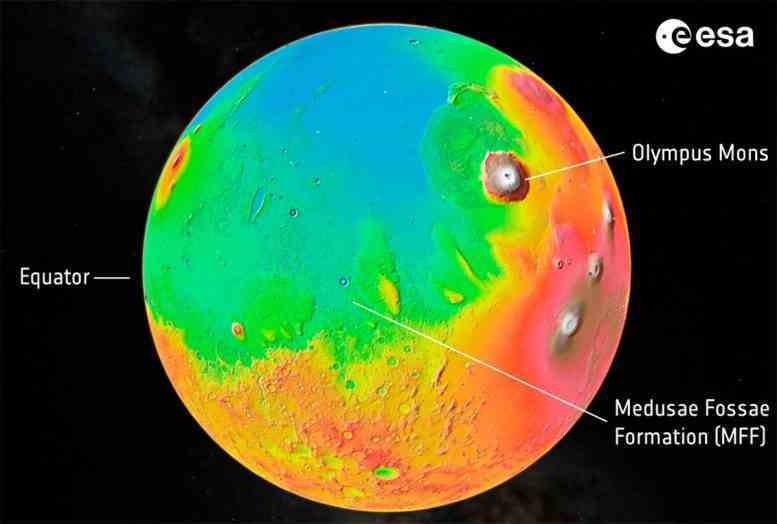 Mars'ın Medusae Fossae Formasyonunun Konumu