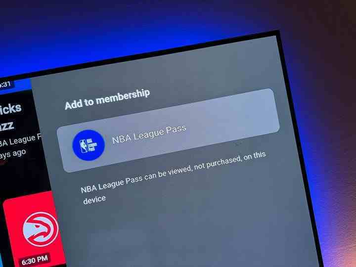 YouTube TV'de NBA League Pass.