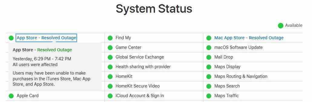 Apple'ın Sistem Durumu destek sayfası, Apple'ın hangi özelliklerinin düzgün çalışmadığını size bildirir - American Pie mı?  Cuma günü bir saatten fazla bir süre boyunca Apple Music'in (ve diğer hizmetlerin) öldüğü gündü