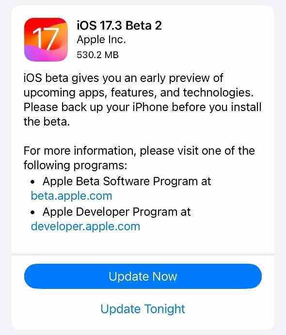 Apple, iOS 17.3 beta 2'yi çekti - Apple, güncelleme iPhone'ların önyükleme döngüsünde takılıp kalmasına neden olduktan sonra iOS 17.3 beta 2'yi geri çekti