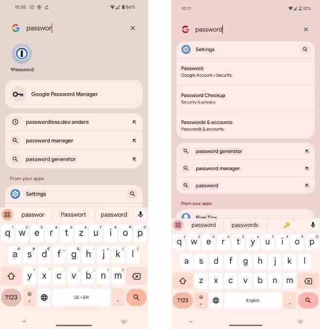 Solda, Pixel'de bulunan Google Şifre Yöneticisinin yeni kısayolu - Google, Pixel kullanıcıları için bir Şifre Yöneticisi kısayolunu test ediyor