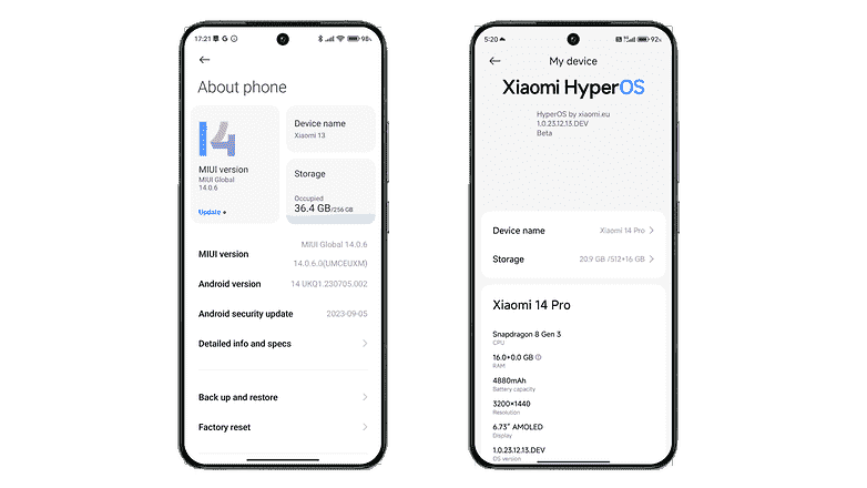 Ekran görüntüsü HyperOS ve MIUI 14