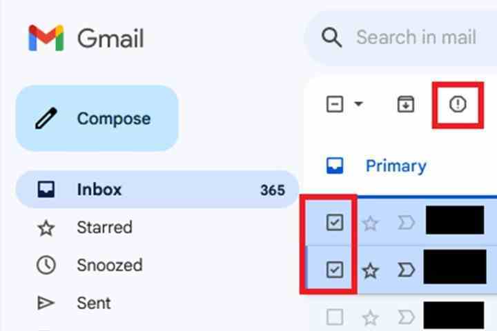 Gmail'de Spam Bildir'i seçme.