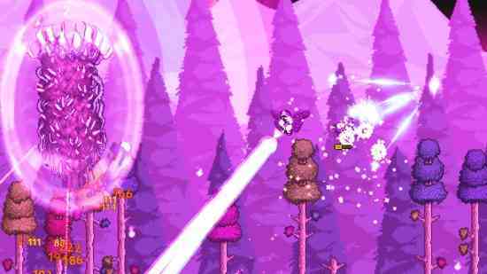 Tüm Terraria patronları: Etrafında bir aura bulunan ve diğer her şeyi pembeye çeviren dev, pembe solucan benzeri bir canavar.