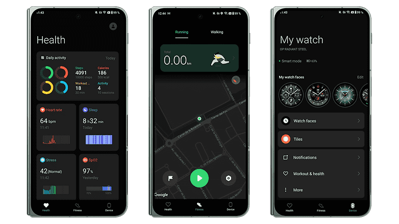 OnePlus Watch 2 uygulaması OHealth'in ekran görüntüleri