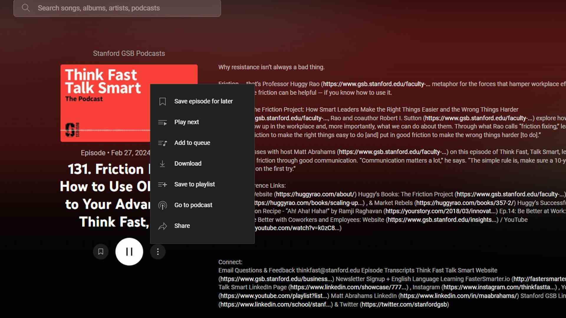 YouTube Music'ten podcast indiriliyor