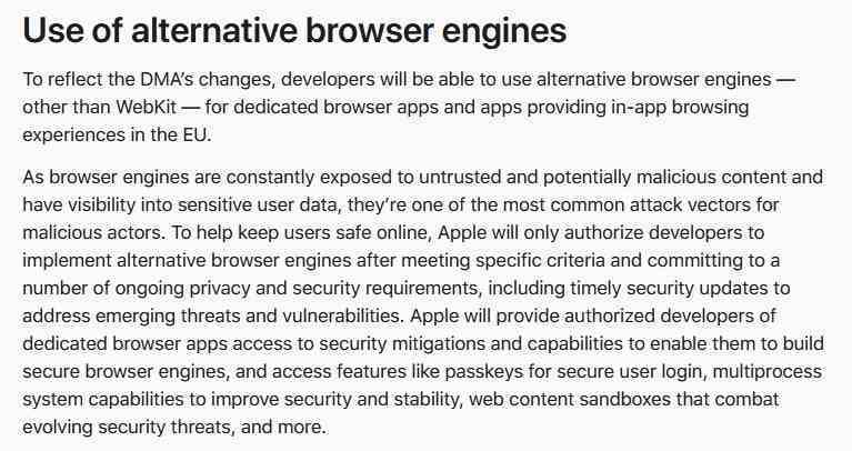 Apple'ın yeni destek sayfası, iOS'un AB'de alternatif tarayıcı motorlarının kullanımına nasıl izin vereceğini açıklıyor - Bu bir hata değil!  Apple, DMA nedeniyle Ana Ekran web uygulamalarını AB'deki iOS'tan kaldırmak zorunda kaldı