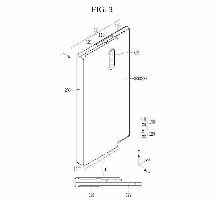 Samsung'un Çift Ekran patentindeki hibrit telefonun illüstrasyonu - Hibrit katlanabilir, yuvarlanabilir Samsung telefon, maket illüstrasyonla hayat buluyor