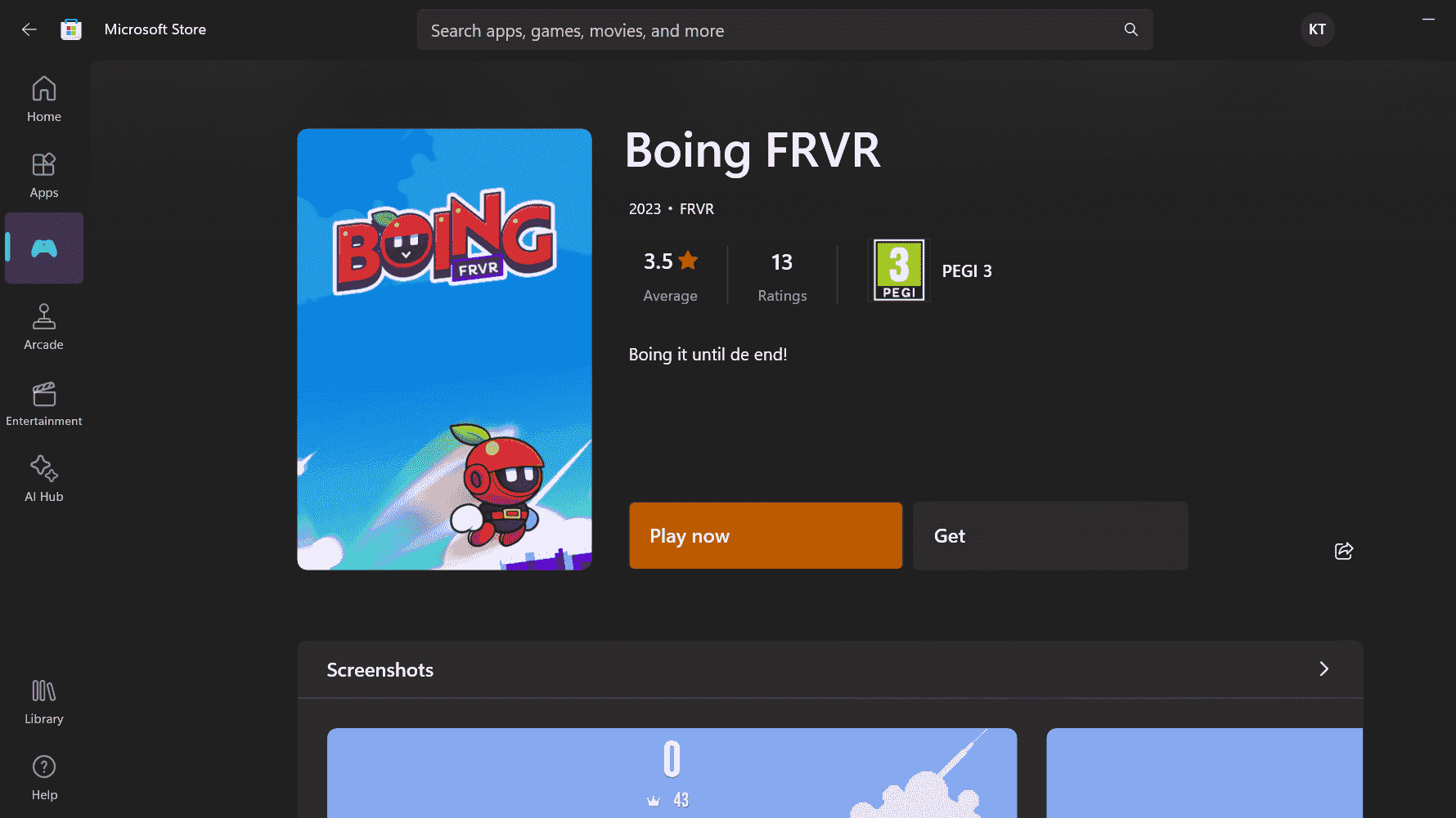 Microsoft Store'daki Boing FRVR adlı Hızlı Oyunun ekran görüntüsü