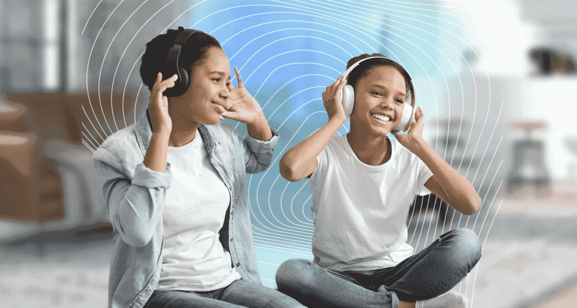 Bluetooth Auracast iki çocuk tarafından kulak üstü kablosuz kulaklıkla paylaşılıyor