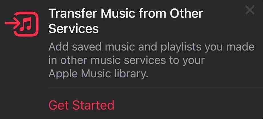 Android için Apple Music kullanıcıları, onları yeni SongShift özelliğini (Apple Music'in Android sürümü için müzik akışlı uygulamalar arasında aktaran Apple test özelliği) test etmeye davet eden bir istem görebilir.