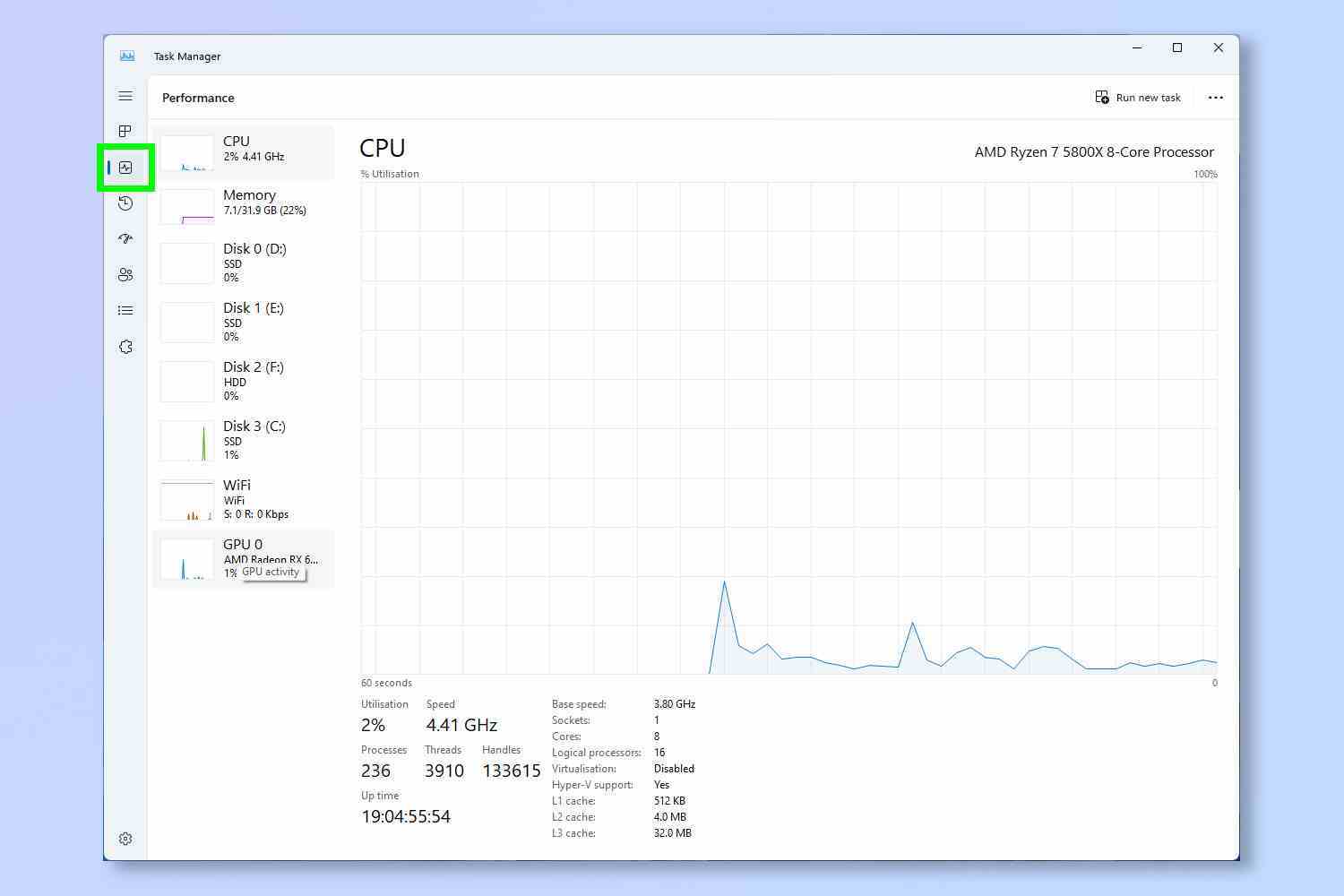 Windows'ta GPU Sıcaklıklarının nasıl kontrol edileceğini gösteren ekran görüntüsü