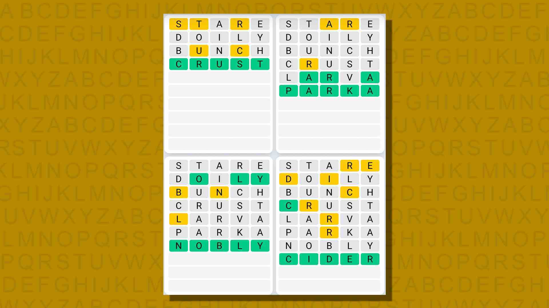 Sarı arka planda 786 numaralı oyunun Quordle günlük dizisi yanıtları