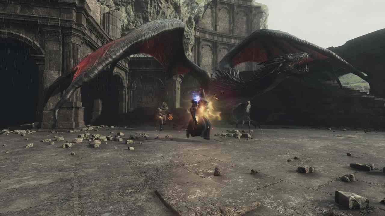 Dragon's Dogma 2'de Dragonsbreath Tower'daki ejderin ekran görüntüsü.