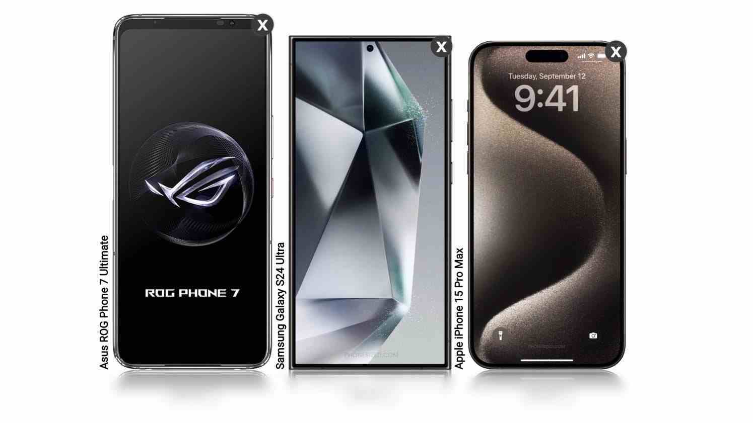 ROG Phone 7 Ultimate (bazı istisnai hoparlörlere sahip) normal bir amiral gemisinden çok da büyük değil.  Aslında Galaxy S24 Ultra'dan çok daha dar.  - Süper gürültülü 150 dolarlık müzik seti telefonu, 1.500 dolarlık Galaxy S24 Ultra'ma değerli bir (müzik) dersi veriyor