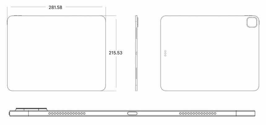 12,9 inç OLED ekranlı iPad Pro'nun (2024) CAD çizimi - İyi bir performans geçmişine sahip sızıntı, bu iPad modellerinin iPadOS 18'i almayacağını söylüyor